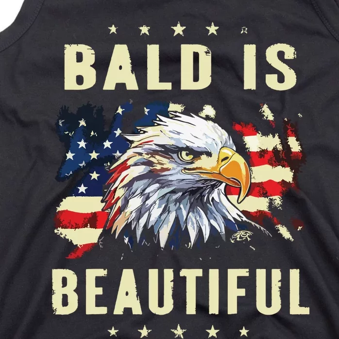 Bald Is Beautiful 4th Of July Independence Day America Eagle Tank Top