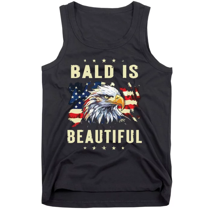 Bald Is Beautiful 4th Of July Independence Day America Eagle Tank Top