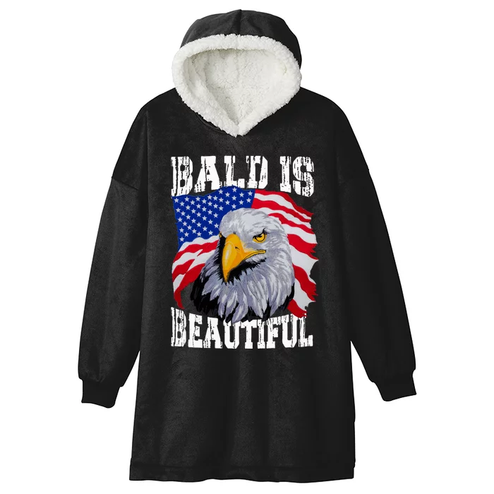 Bald Is Beautiful 4th Of July Independence Day Bald Eagle Hooded Wearable Blanket