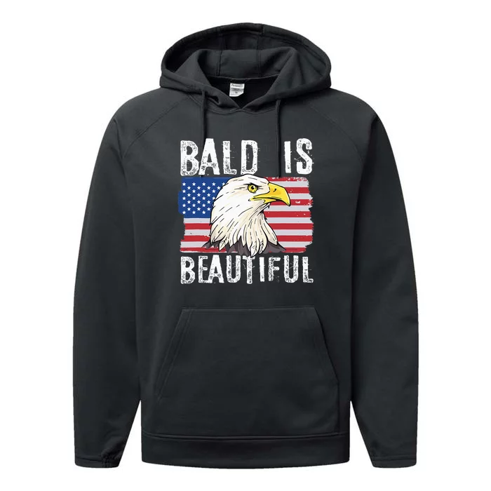 Bald Is Beautiful Independence Day Bald Eagle Performance Fleece Hoodie