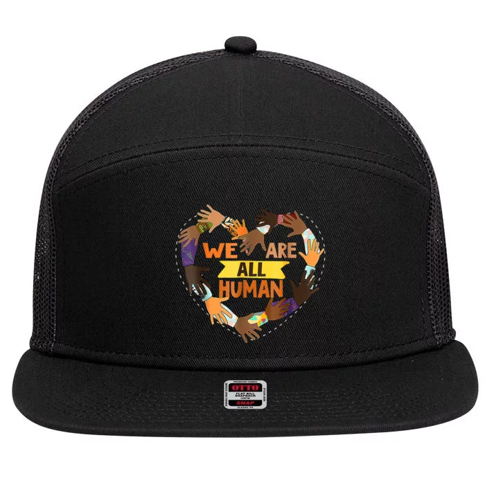 Black Is Beautiful Black History Month We Are All Human 7 Panel Mesh Trucker Snapback Hat