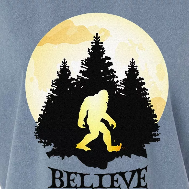 Believe In Bigfoot Funny Halloween Garment-Dyed Women's Muscle Tee