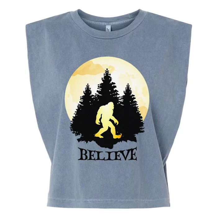 Believe In Bigfoot Funny Halloween Garment-Dyed Women's Muscle Tee