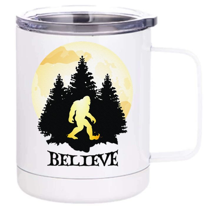 Believe In Bigfoot Funny Halloween Front & Back 12oz Stainless Steel Tumbler Cup