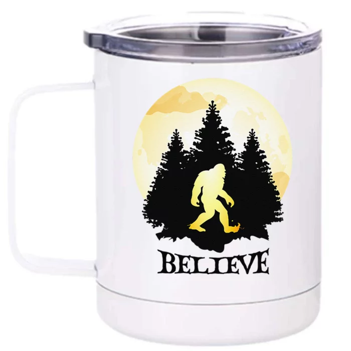 Believe In Bigfoot Funny Halloween Front & Back 12oz Stainless Steel Tumbler Cup