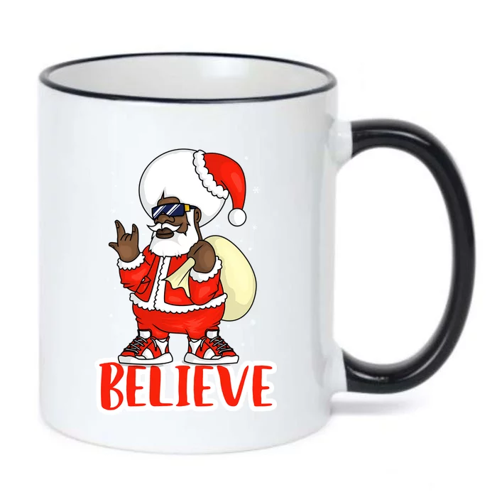 Believe In Black Melanin Santa Funny Hip Hop Rap Christmas Meaningful Gift Black Color Changing Mug