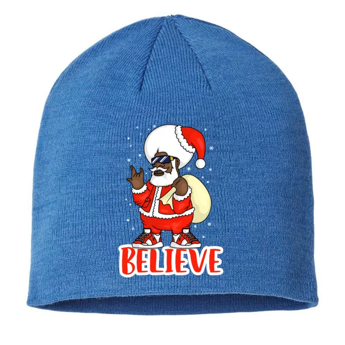 Believe In Black Melanin Santa Funny Hip Hop Rap Christmas Meaningful Gift 8 1/2in Sustainable Knit Beanie