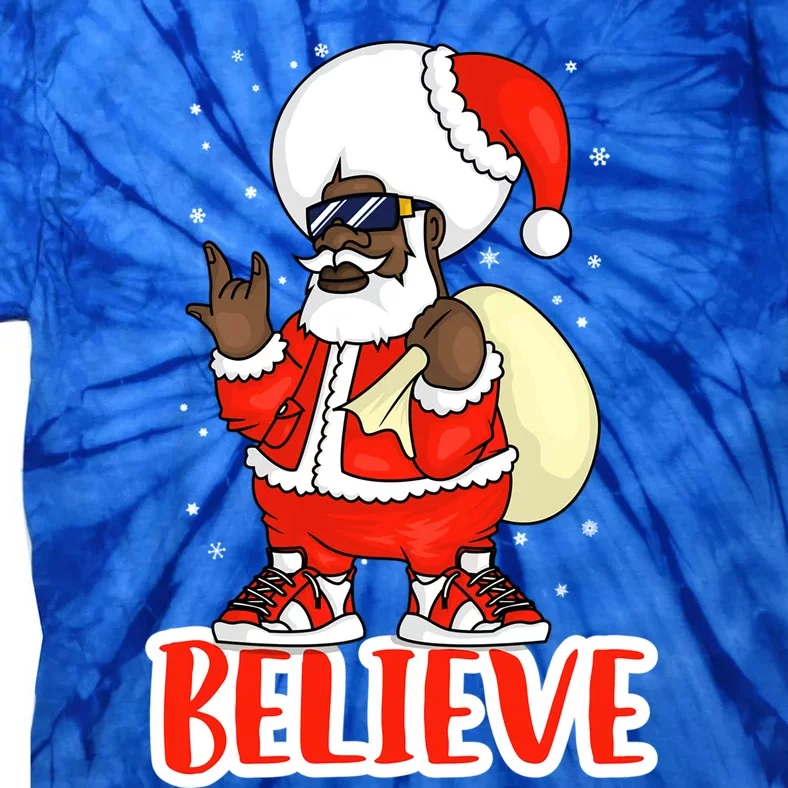 Believe In Black Melanin Santa Funny Hip Hop Rap Christmas Meaningful Gift Tie-Dye T-Shirt