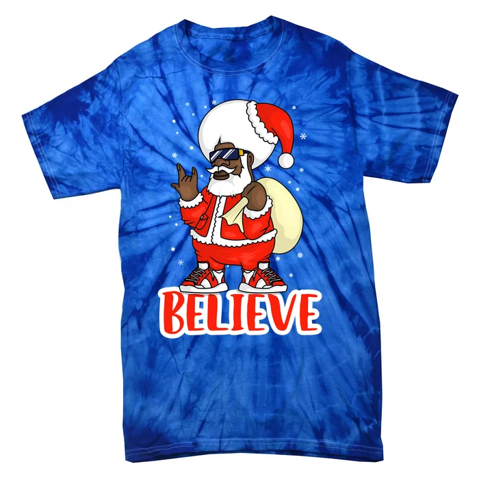 Believe In Black Melanin Santa Funny Hip Hop Rap Christmas Meaningful Gift Tie-Dye T-Shirt