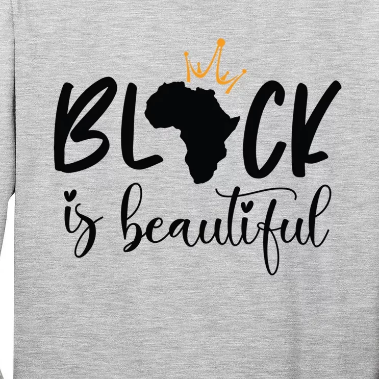 Black Is Beautiful Black King And Queen African American Cool Gift Tall Long Sleeve T-Shirt