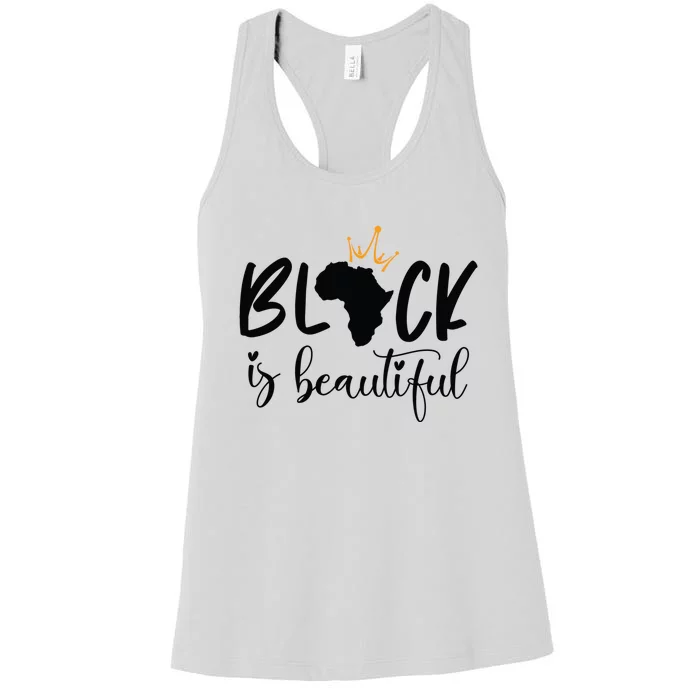 Black Is Beautiful Black King And Queen African American Cool Gift Women's Racerback Tank