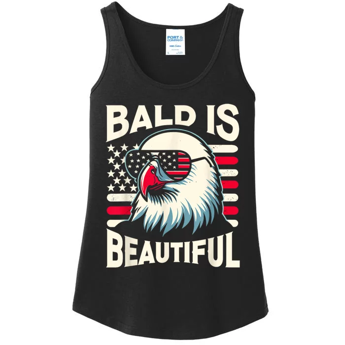 Bald Is Beautiful 4th Of July Usa Patriotic Funny Bald Eagle Ladies Essential Tank