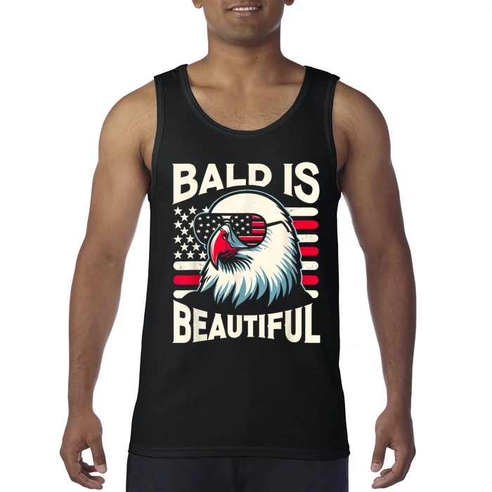 Bald Is Beautiful 4th Of July Usa Patriotic Funny Bald Eagle Tank Top