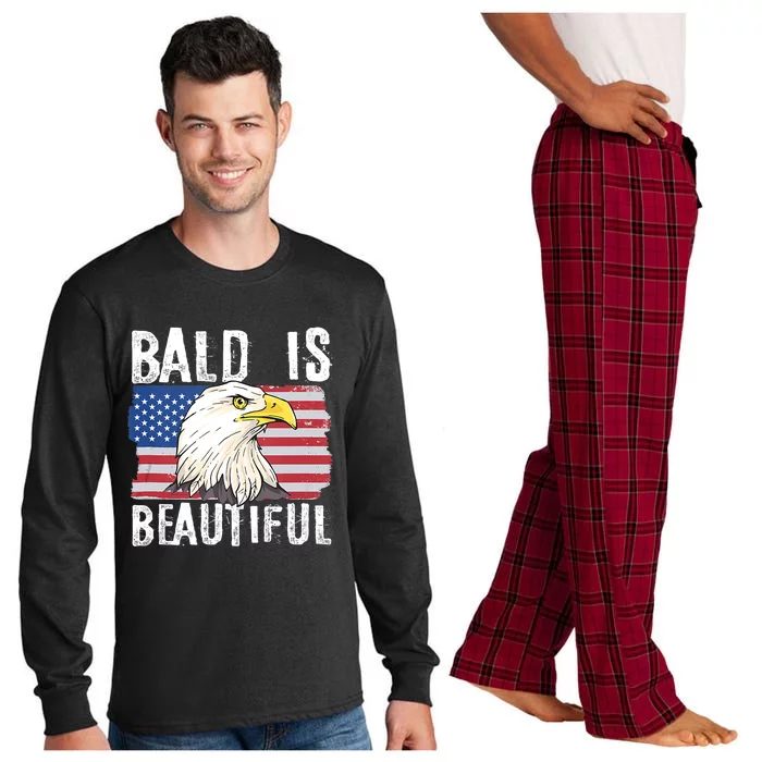 Bald Is Beautiful 4th Of July Independence Day Bald Eagle Long Sleeve Pajama Set