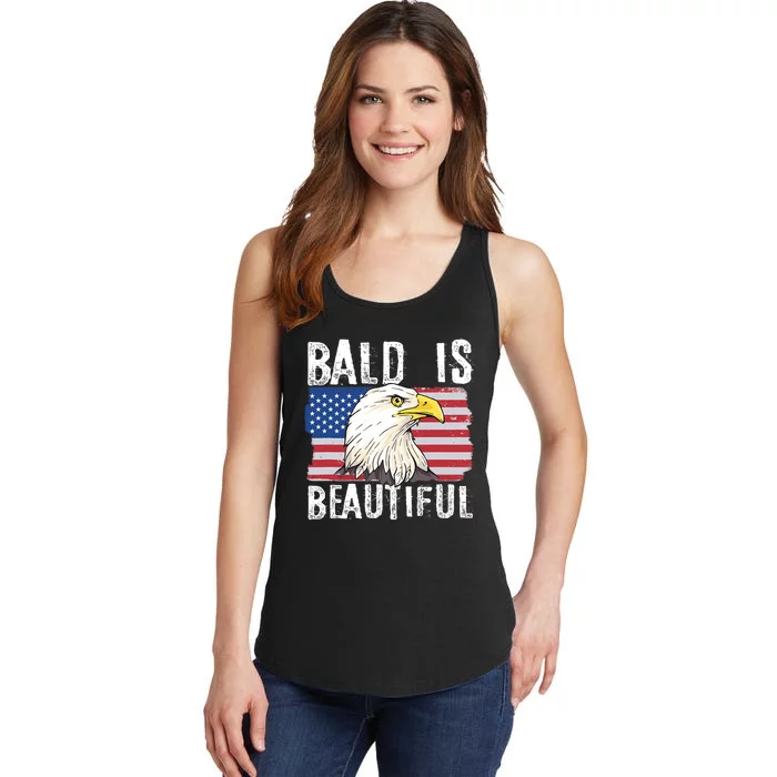 Bald Is Beautiful 4th Of July Independence Day Bald Eagle Ladies Essential Tank