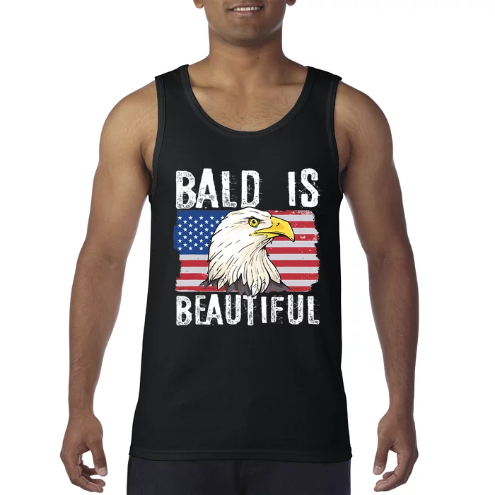 Bald Is Beautiful 4th Of July Independence Day Bald Eagle Tank Top