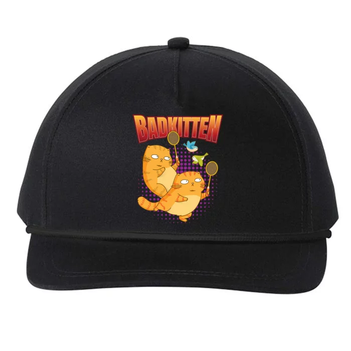 Badminton I Badkitten Cat I Badminton Racket Shuttlecock Gift Snapback Five-Panel Rope Hat