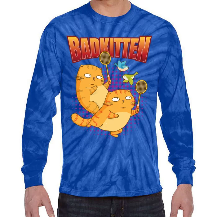 Badminton I Badkitten Cat I Badminton Racket Shuttlecock Gift Tie-Dye Long Sleeve Shirt