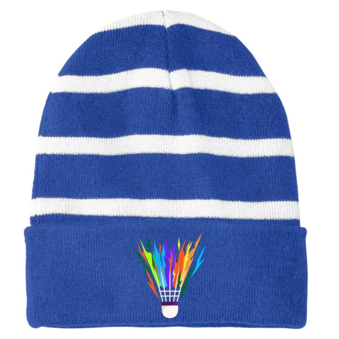 Badminton I Badminton Ball I Badminton Racket Shuttlecock Great Gift Striped Beanie with Solid Band