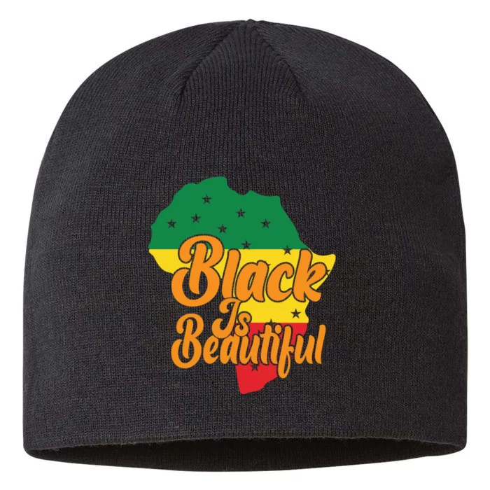 Black Is Beautiful Funny Africa Map Black History Month 8 1/2in Sustainable Knit Beanie