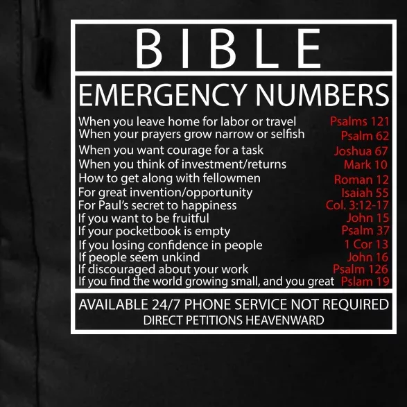 Bible Emergency Hotline Numbers Daily Commute Backpack