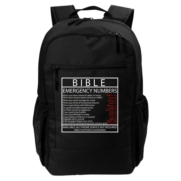 Bible Emergency Hotline Numbers Daily Commute Backpack