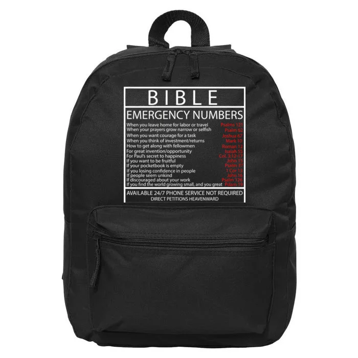 Bible Emergency Hotline Numbers 16 in Basic Backpack