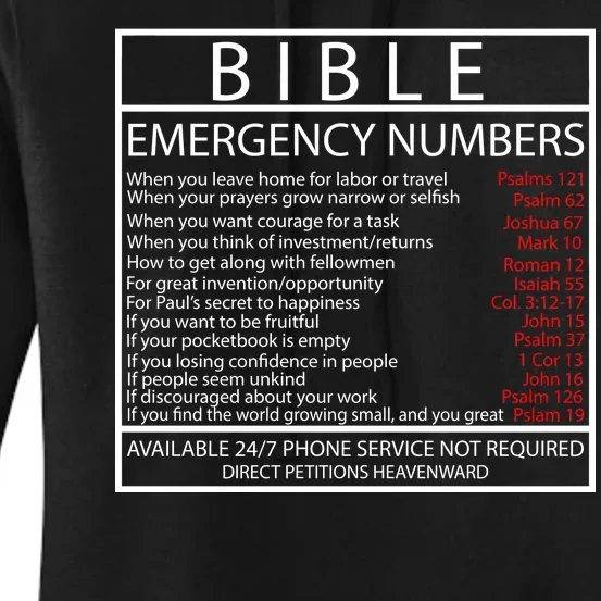 Bible Emergency Hotline Numbers Women's Pullover Hoodie