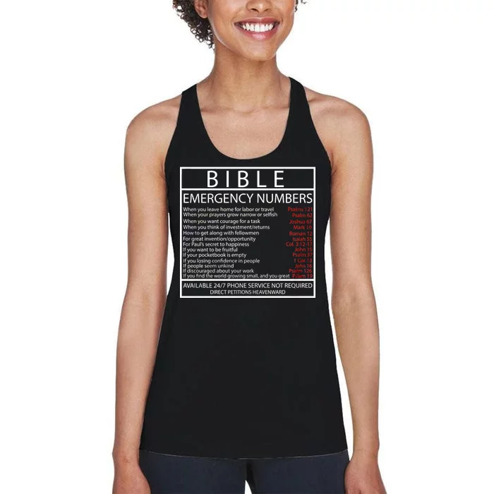 Bible Emergency Hotline Numbers Women's Racerback Tank