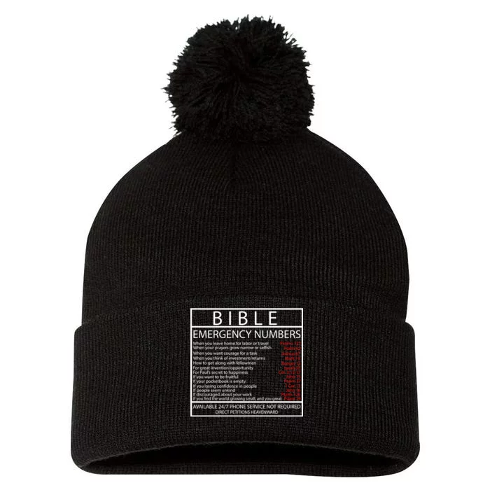 Bible Emergency Hotline Numbers Pom Pom 12in Knit Beanie