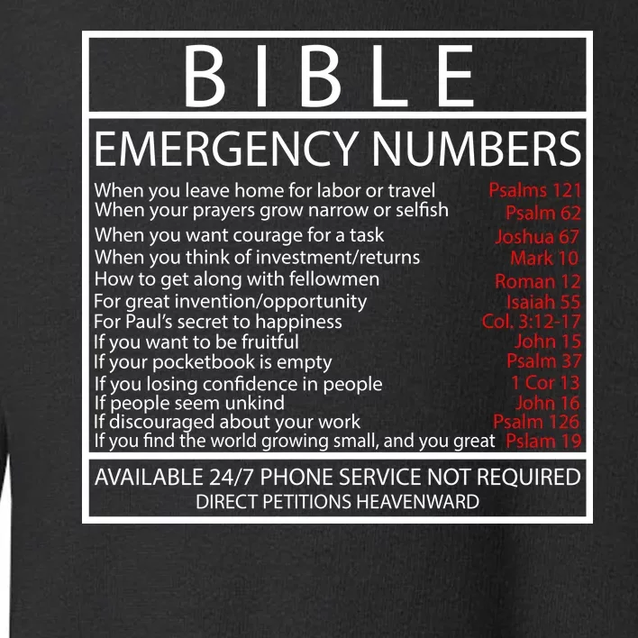 Bible Emergency Hotline Numbers Toddler Sweatshirt