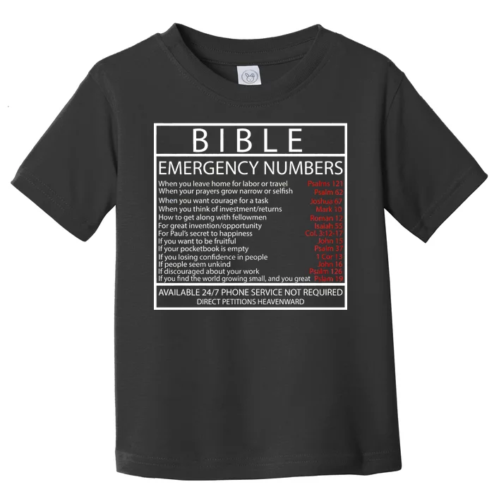 Bible Emergency Hotline Numbers Toddler T-Shirt