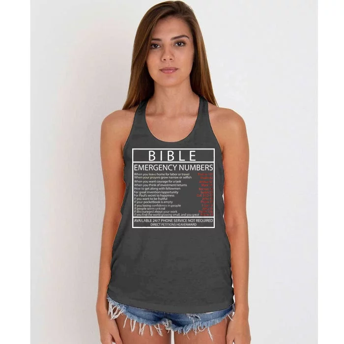 Bible Emergency Hotline Numbers Women's Knotted Racerback Tank