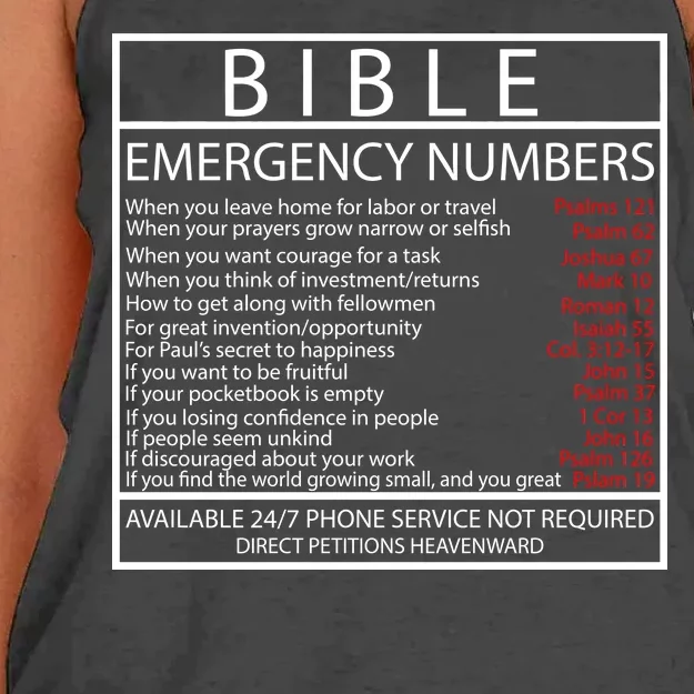 Bible Emergency Hotline Numbers Women's Knotted Racerback Tank