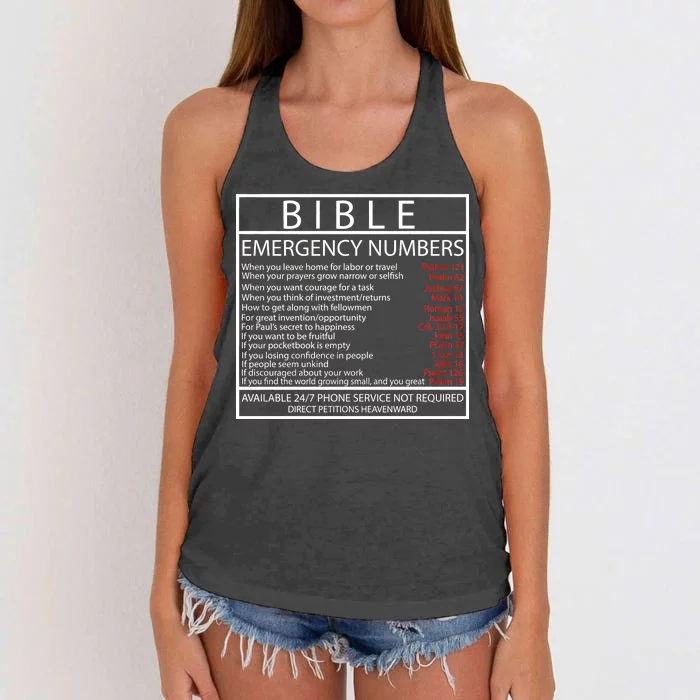 Bible Emergency Hotline Numbers Women's Knotted Racerback Tank