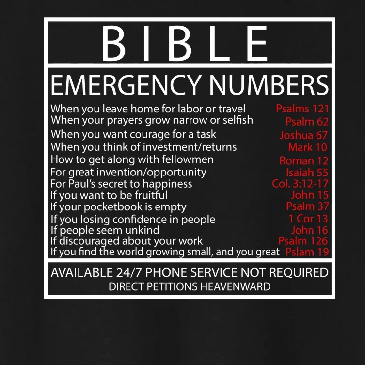 Bible Emergency Hotline Numbers Women's Crop Top Tee