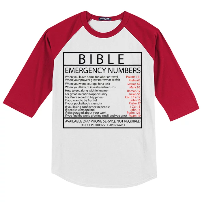 Bible Emergency Hotline Numbers Kids Colorblock Raglan Jersey