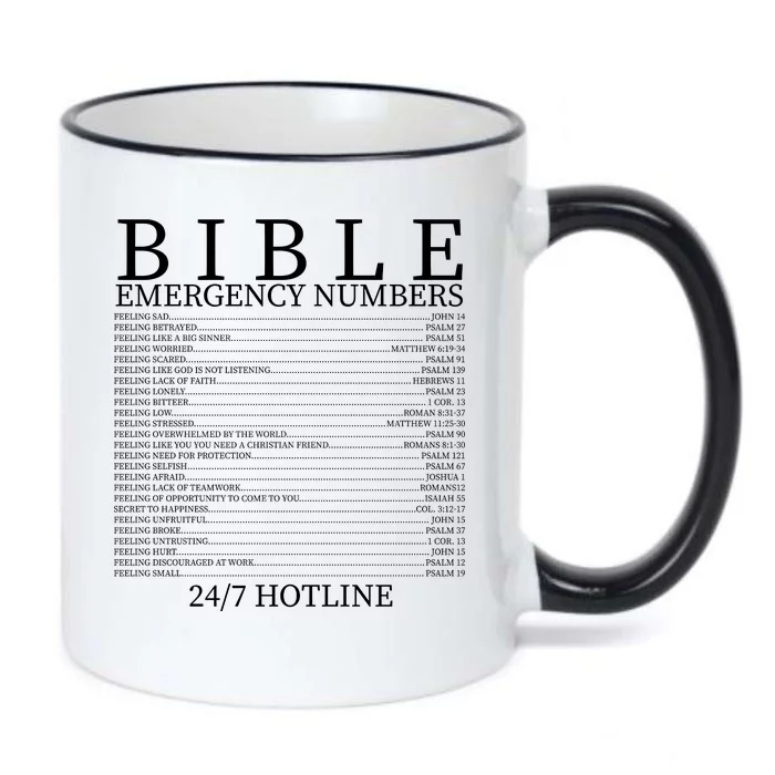 Bible Emergency Numbers Black Color Changing Mug