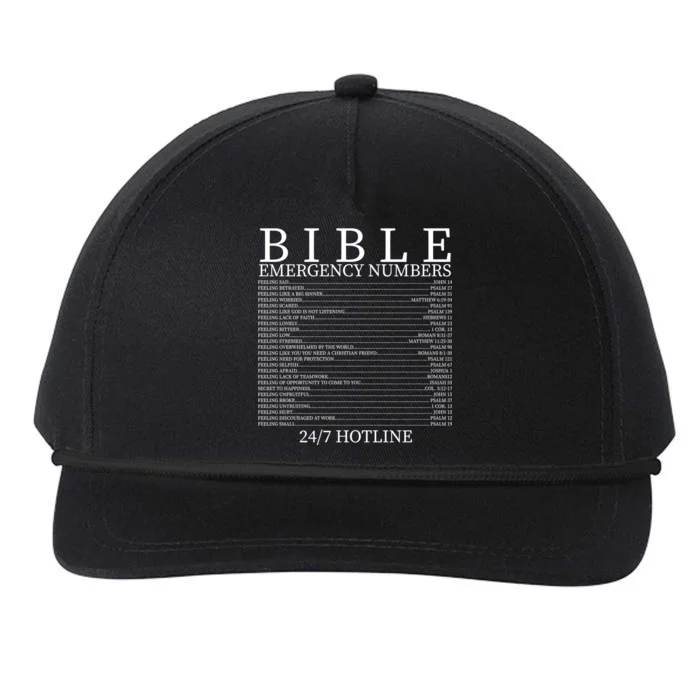 Bible Emergency Numbers Snapback Five-Panel Rope Hat