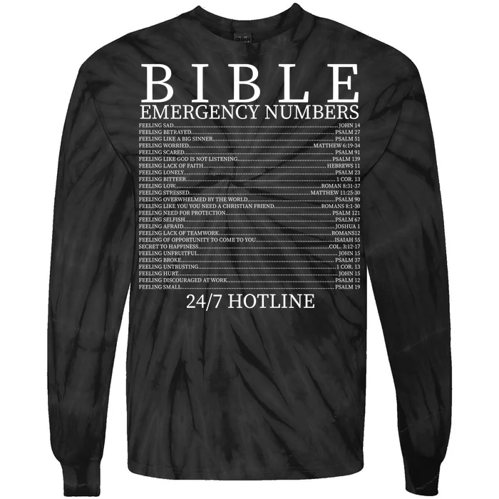 Bible Emergency Numbers Tie-Dye Long Sleeve Shirt