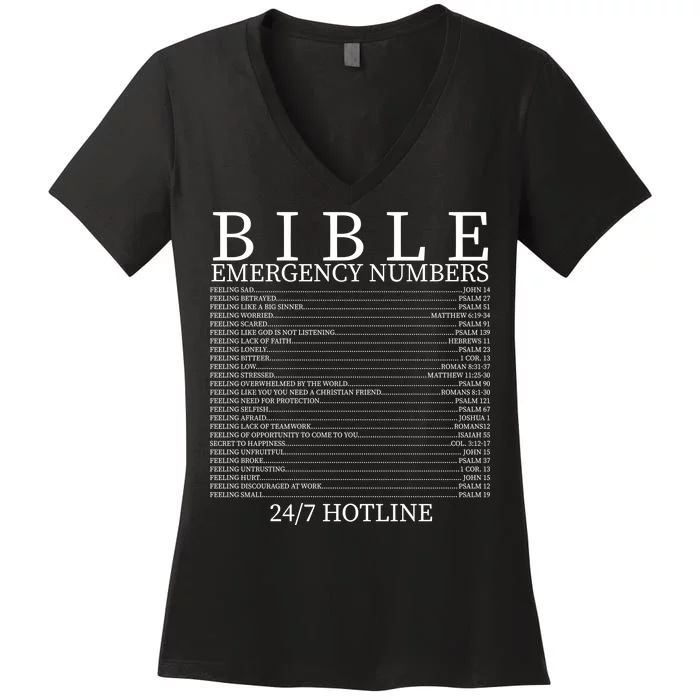 Bible Emergency Numbers Women's V-Neck T-Shirt