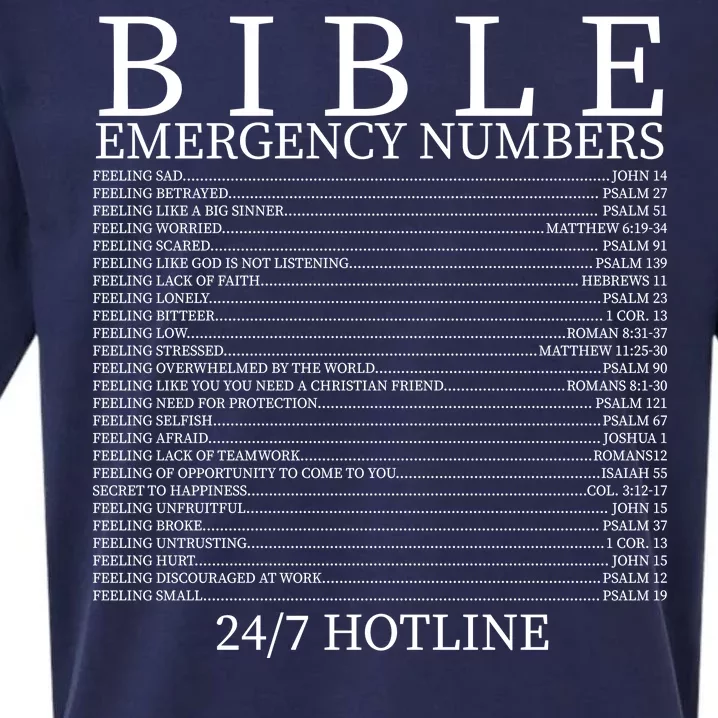 Bible Emergency Numbers Sueded Cloud Jersey T-Shirt