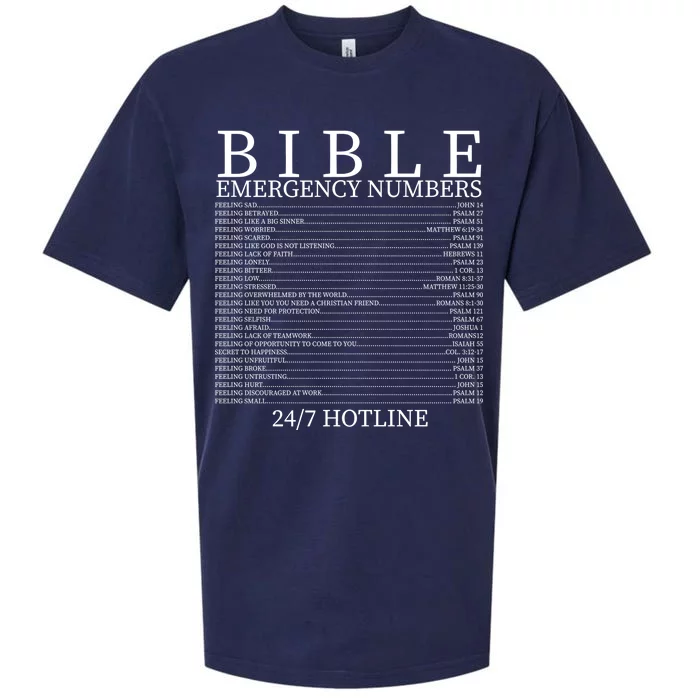 Bible Emergency Numbers Sueded Cloud Jersey T-Shirt