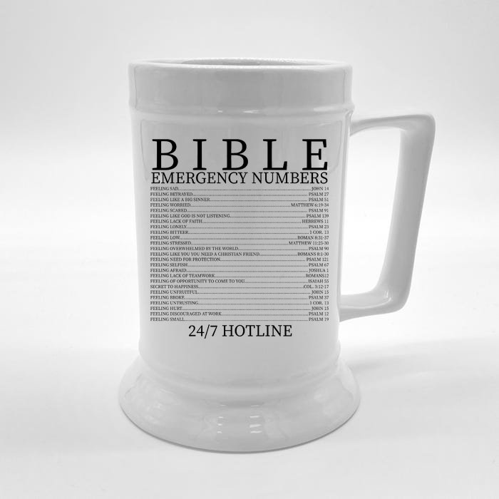 Bible Emergency Numbers Front & Back Beer Stein