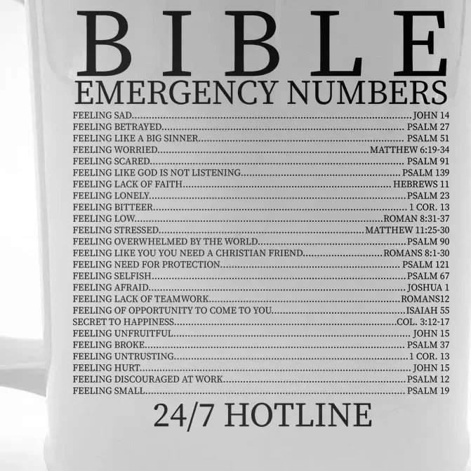 Bible Emergency Numbers Front & Back Beer Stein