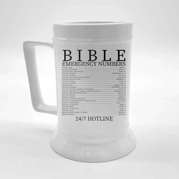 Bible Emergency Numbers Front & Back Beer Stein