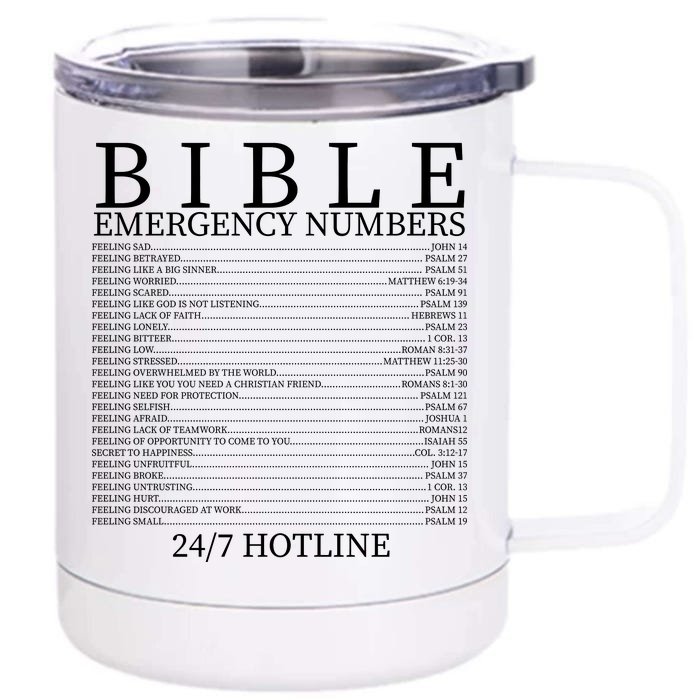 Bible Emergency Numbers Front & Back 12oz Stainless Steel Tumbler Cup