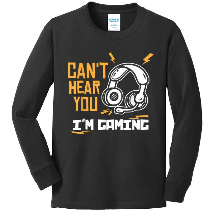 Bruh I Cant Hear You Im Gaming Busy Funny Video Gamer Retro Kids Long Sleeve Shirt