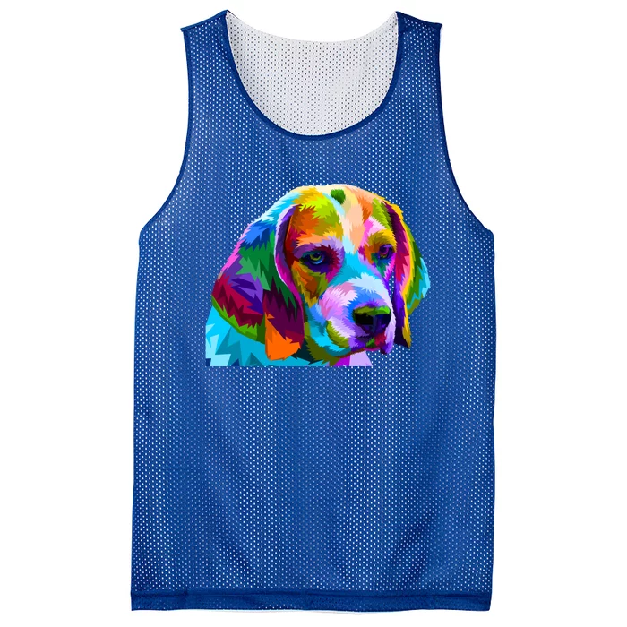 Beagle In Colorful Pop Art Design For Dog Owners Funny Gift Mesh Reversible Basketball Jersey Tank