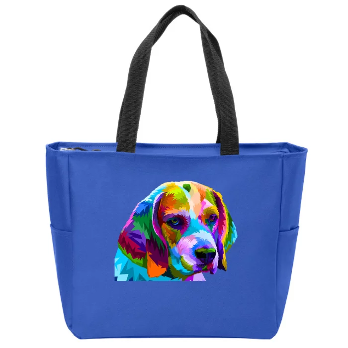 Beagle In Colorful Pop Art Design For Dog Owners Funny Gift Zip Tote Bag